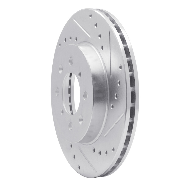 Nissan APRio Brake Rotor (1) - Front Right - R1 Concepts - Drilled & Slotted - Silver - `02-`11
